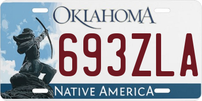 OK license plate 693ZLA