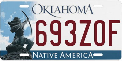 OK license plate 693ZOF