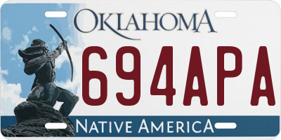 OK license plate 694APA