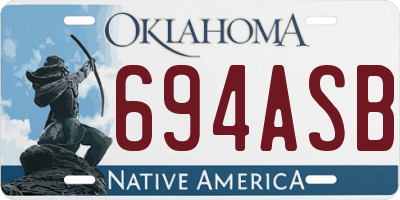 OK license plate 694ASB