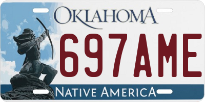 OK license plate 697AME
