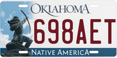 OK license plate 698AET