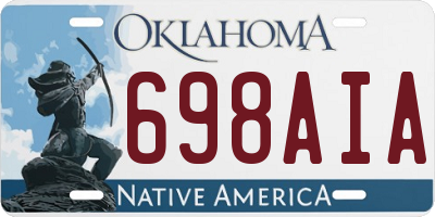 OK license plate 698AIA