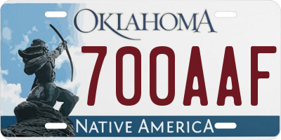 OK license plate 700AAF