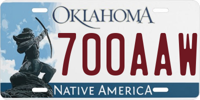 OK license plate 700AAW