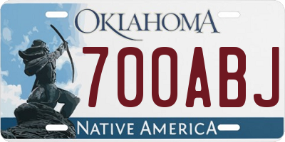 OK license plate 700ABJ