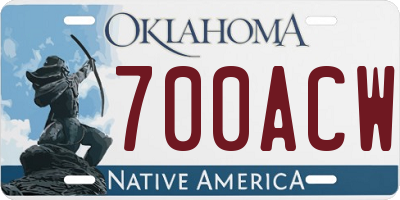 OK license plate 700ACW