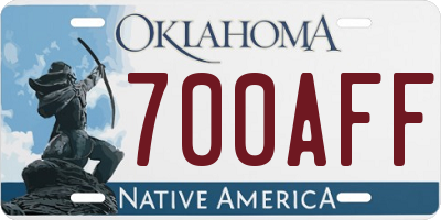 OK license plate 700AFF