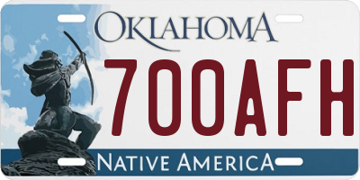 OK license plate 700AFH
