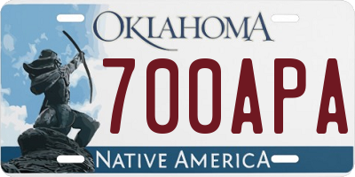 OK license plate 700APA