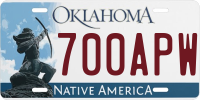 OK license plate 700APW