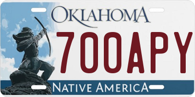 OK license plate 700APY