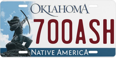 OK license plate 700ASH