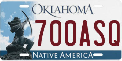 OK license plate 700ASQ