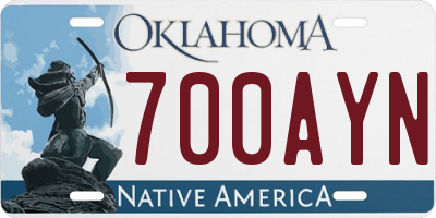 OK license plate 700AYN