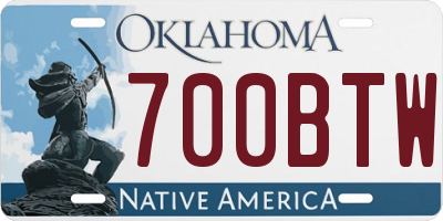 OK license plate 700BTW