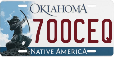 OK license plate 700CEQ