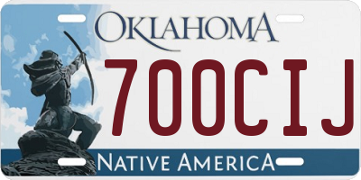 OK license plate 700CIJ