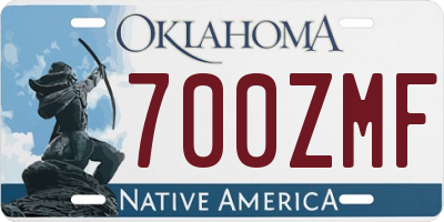 OK license plate 700ZMF