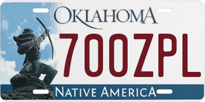 OK license plate 700ZPL