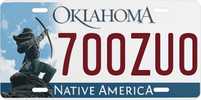 OK license plate 700ZUO