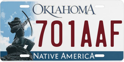 OK license plate 701AAF