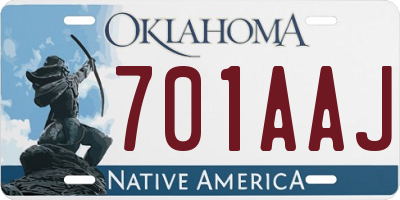 OK license plate 701AAJ