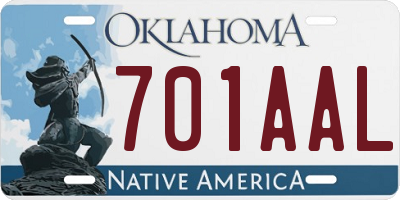 OK license plate 701AAL