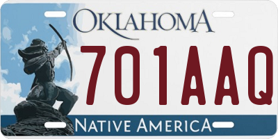 OK license plate 701AAQ