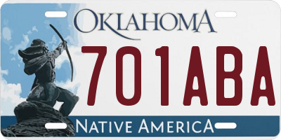 OK license plate 701ABA