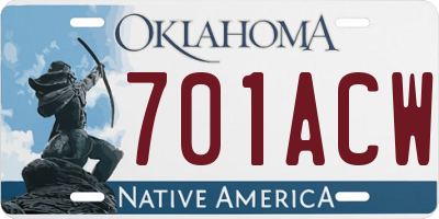 OK license plate 701ACW