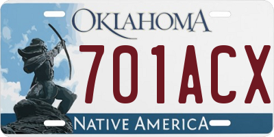OK license plate 701ACX