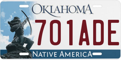 OK license plate 701ADE