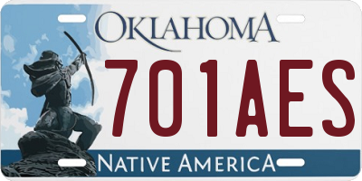 OK license plate 701AES