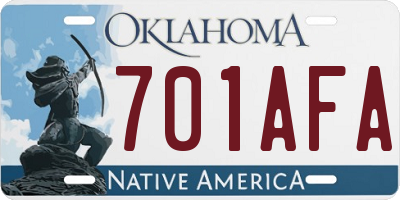 OK license plate 701AFA