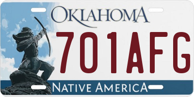 OK license plate 701AFG