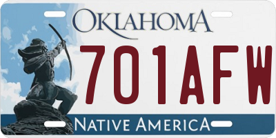 OK license plate 701AFW