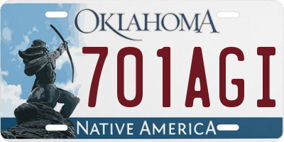 OK license plate 701AGI