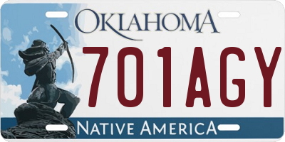 OK license plate 701AGY