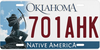 OK license plate 701AHK