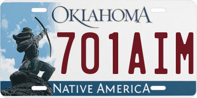OK license plate 701AIM