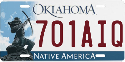 OK license plate 701AIQ