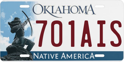 OK license plate 701AIS