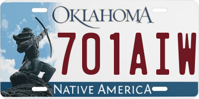 OK license plate 701AIW