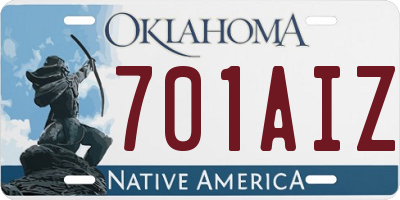 OK license plate 701AIZ