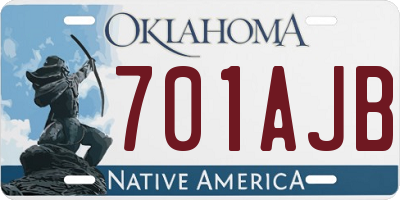 OK license plate 701AJB
