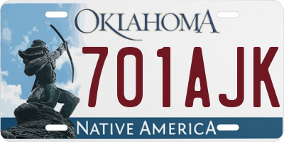 OK license plate 701AJK
