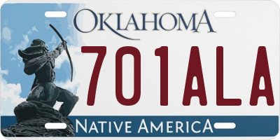 OK license plate 701ALA