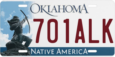 OK license plate 701ALK
