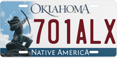 OK license plate 701ALX